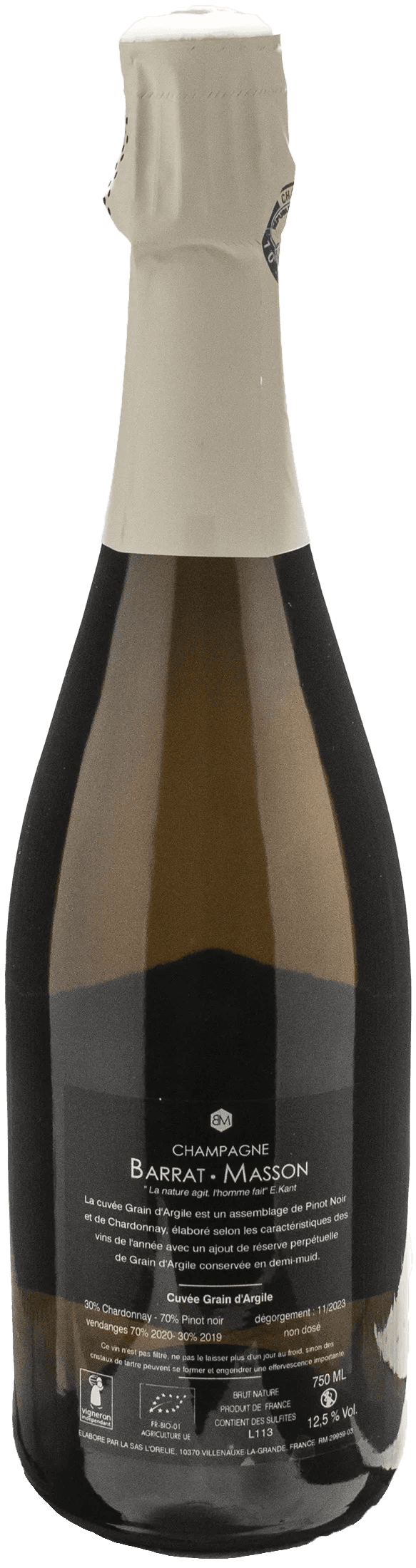 Barrat Masson Champagne Grain d'Argile Brut Nature