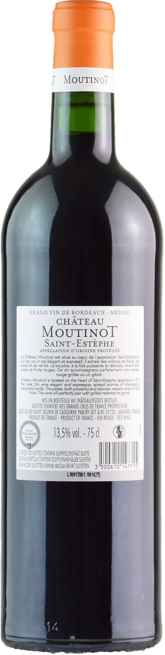 Chateau Moutinot Bordeaux Saint Estephe Rouge 2018