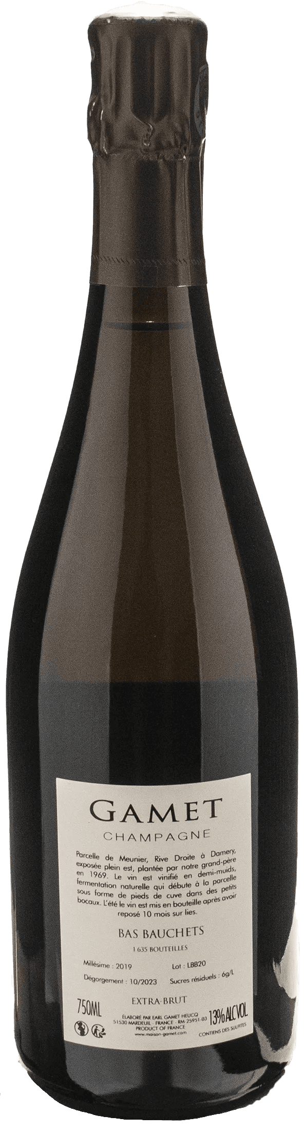 Gamet Champagne Bas Bauchets Extra Brut 2019