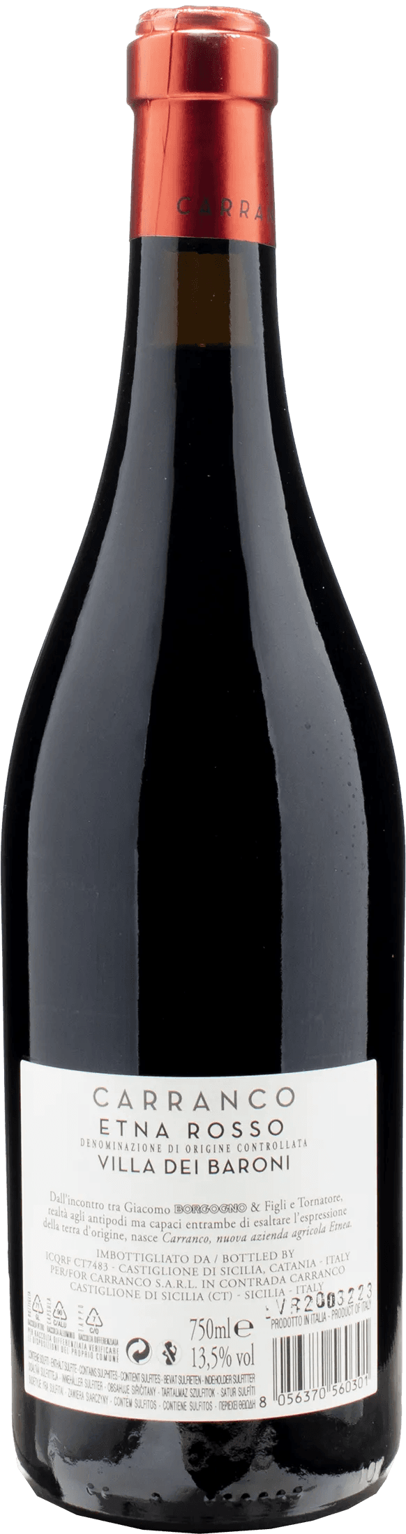 Carranco Etna Rosso Villa dei Baroni 2020