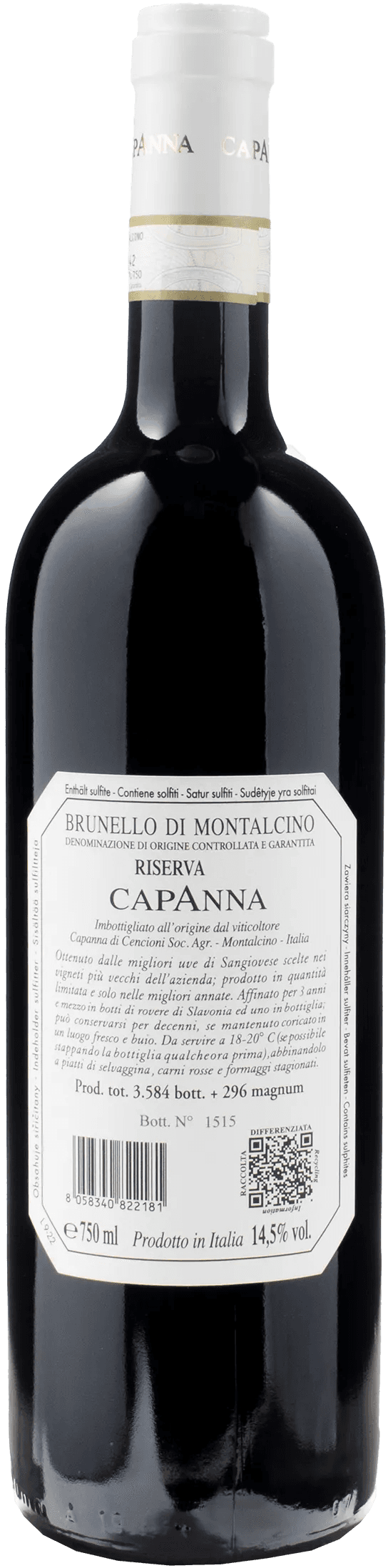 Capanna Brunello di Montalcino Riserva 2018