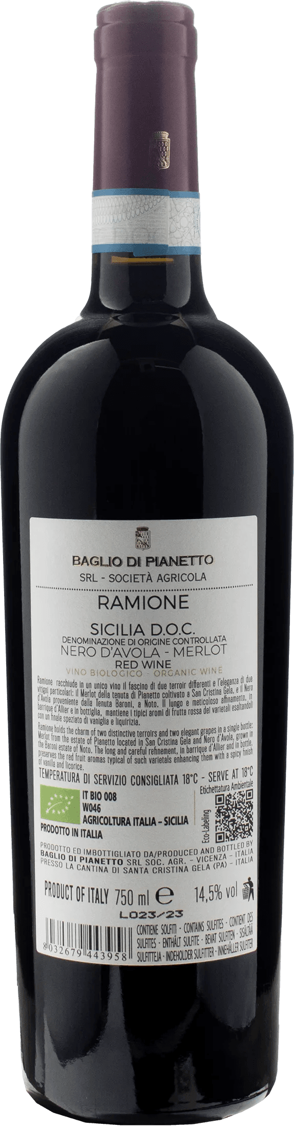 Baglio di Pianetto Nero d'Avola Merlot Ramione 2020