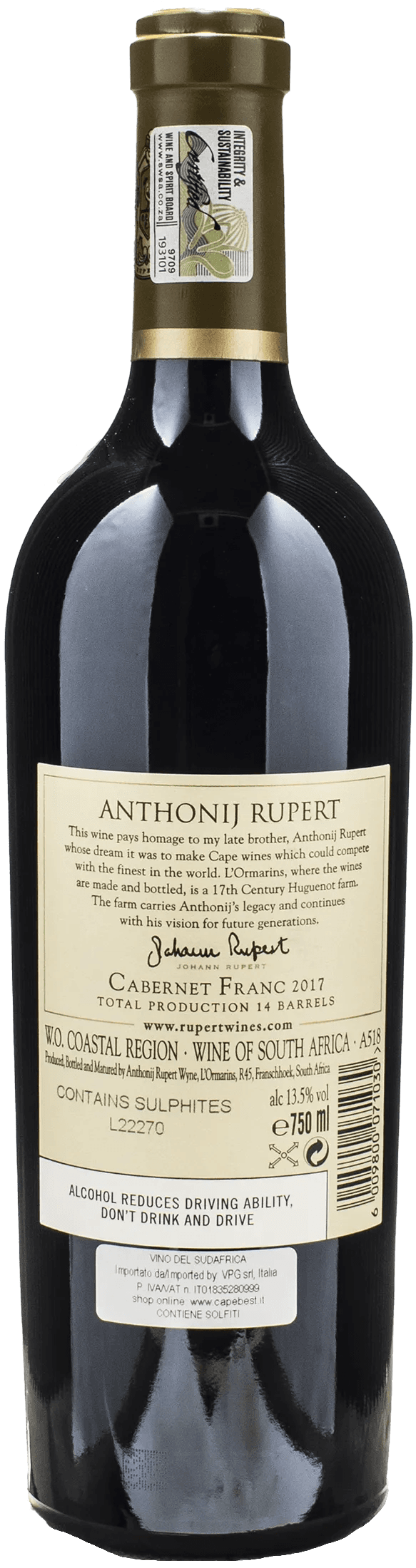 Anthonij Rupert Cabernet Franc 2017