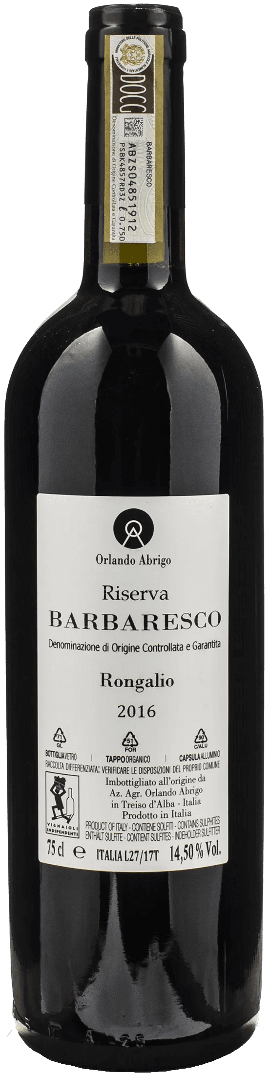 Orlando Abrigo Barbaresco Riserva Rongaglio 2016