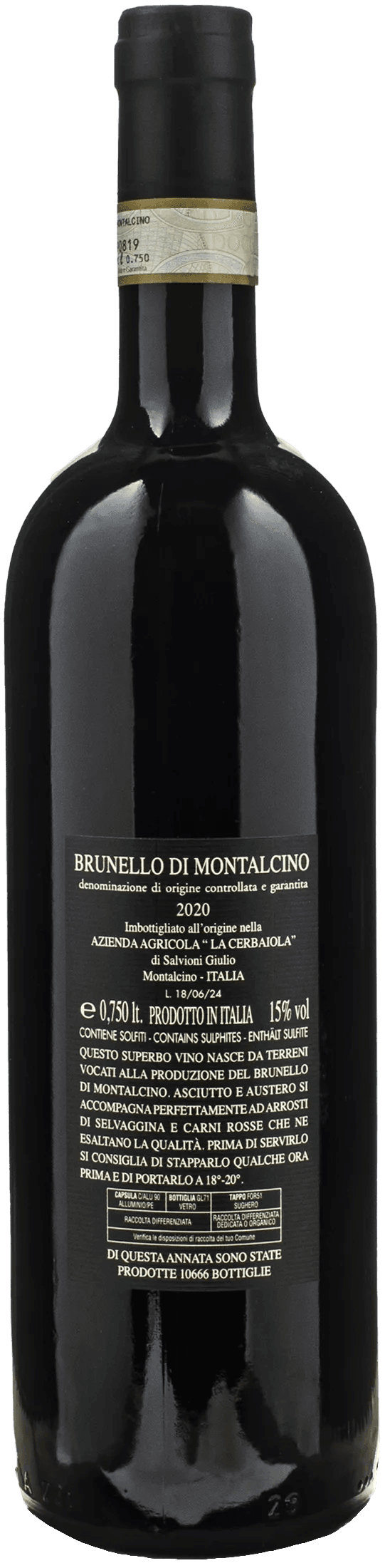 Salvioni La Cerbaiola Brunello di Montalcino 2020