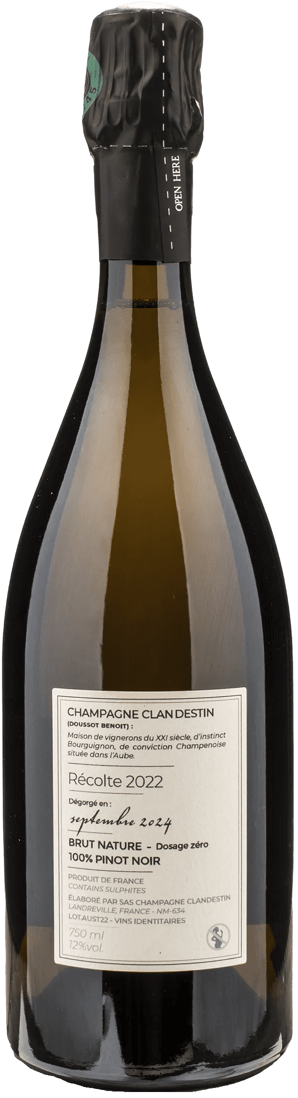 Clandestin Champagne Austral Brut Nature 2022