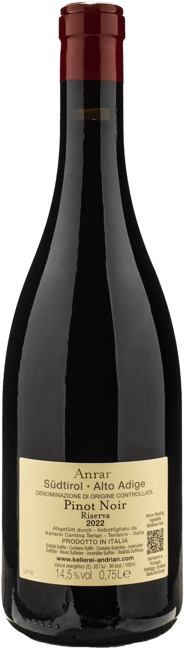 Cantina Andriano Pinot Nero Anrar Riserva 2022