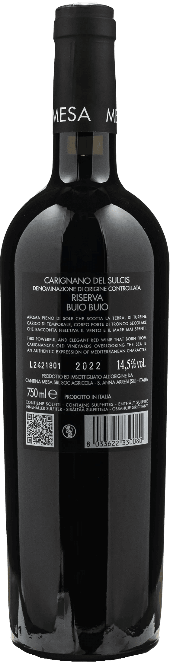 Mesa Carignano del Sulcis Riserva Buio Buio 2022