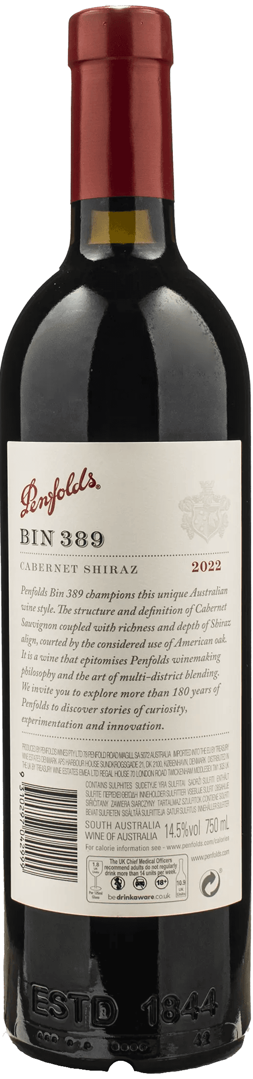 Penfolds Bin 389 Cabernet Shiraz 2022