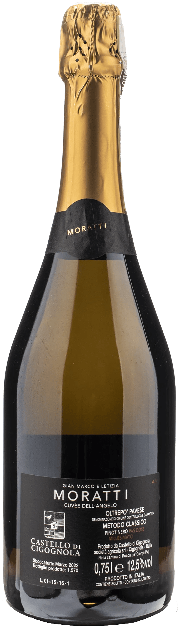 Moratti Oltrepo Pavese Pas Dose Millesimato Metodo Classico Cuvee dell'Angelo 2015
