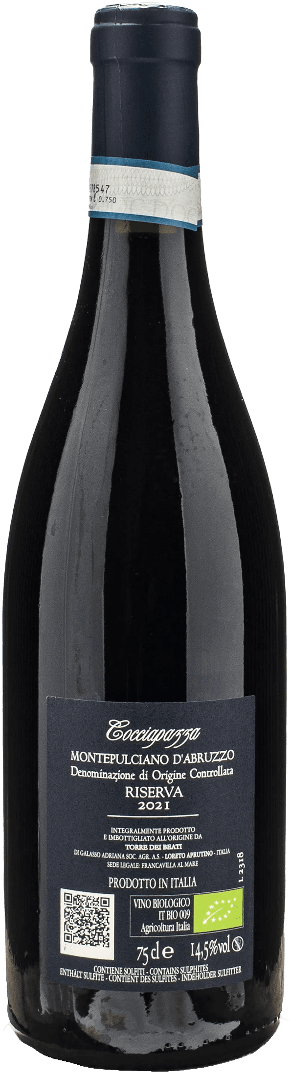 Torre dei Beati Montepulciano Abruzzo Riserva Cocciapazza 2021