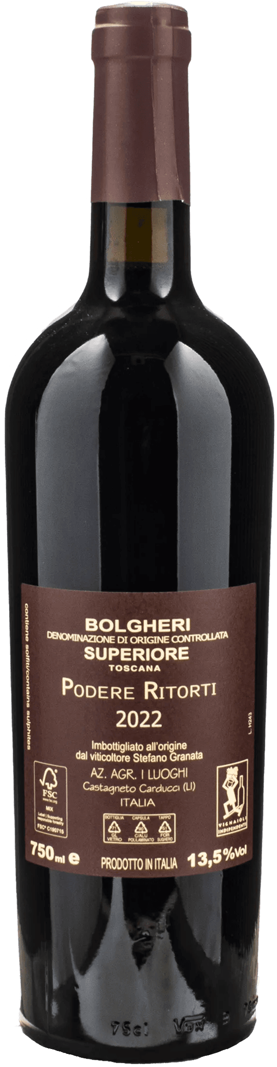 I Luoghi Bolgheri Rosso Superiore Podere Ritorti 2022