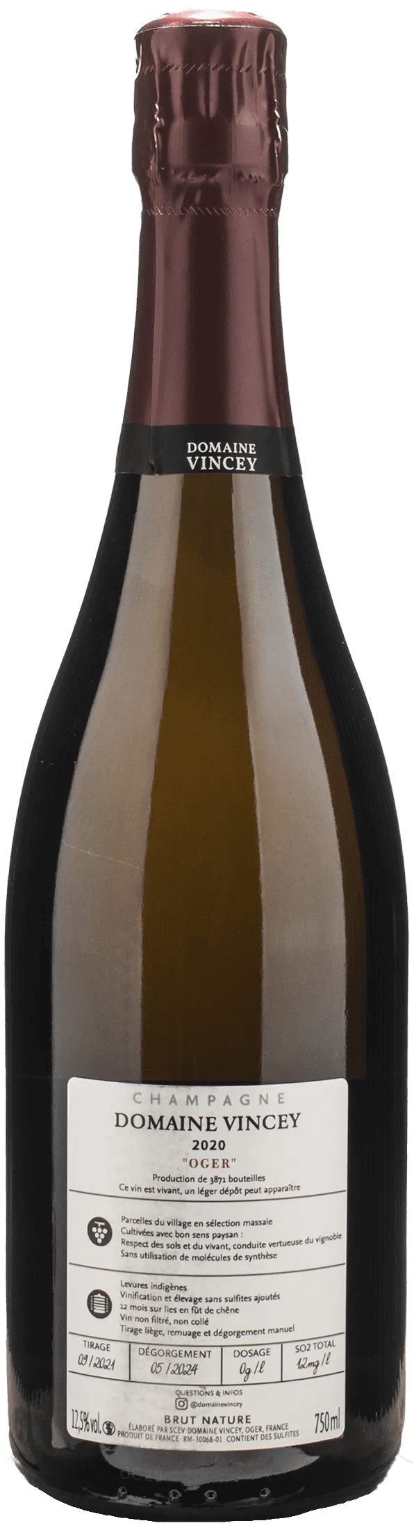 Vincey Champagne Grand Cru Oger Chardonnay Brut Nature 2020