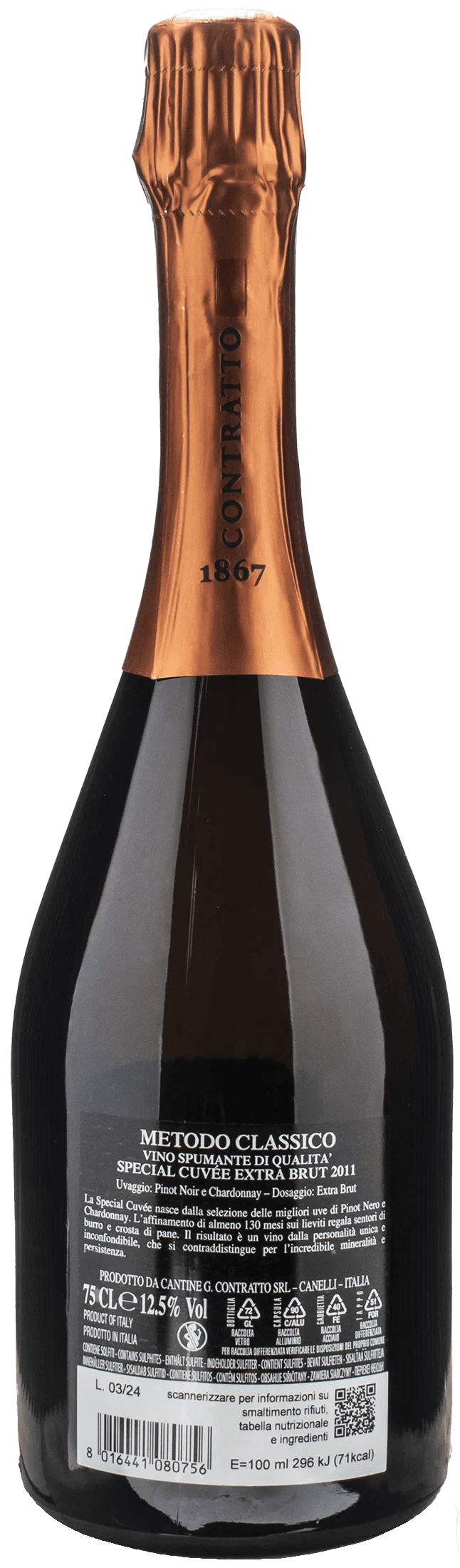 Contratto Special Cuvee Metodo Classico Extra Brut 2011