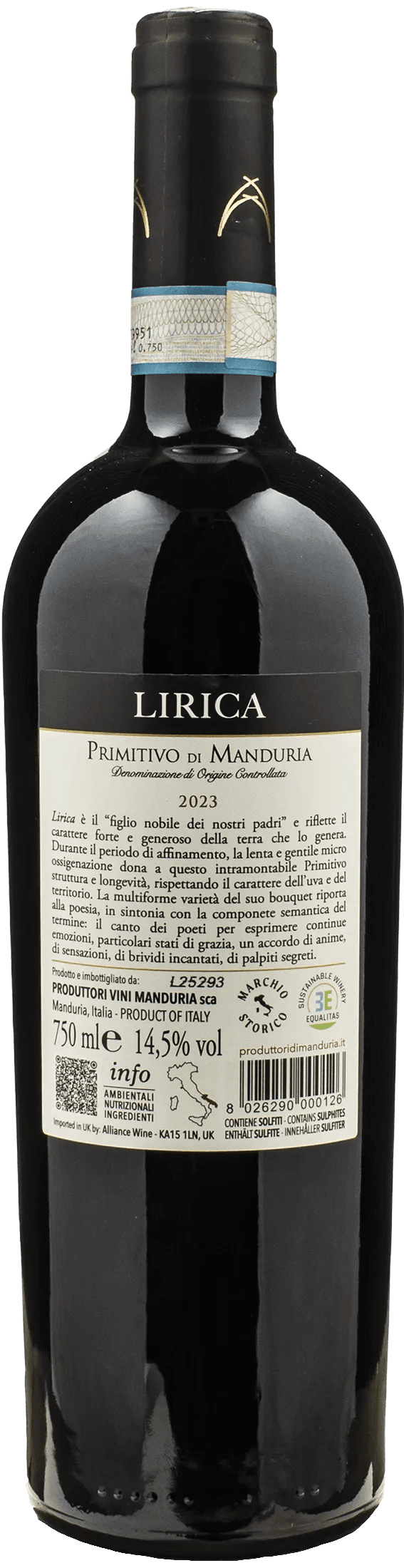 Produttori di Manduria Primitivo di Manduria Lirica 2023