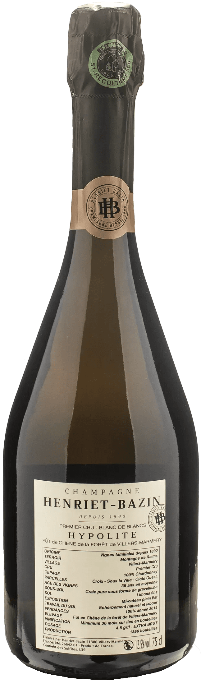 Henriet Bazin Champagne Hypolite Fut de Chene 1er Cru Blanc De Blancs Extra Brut