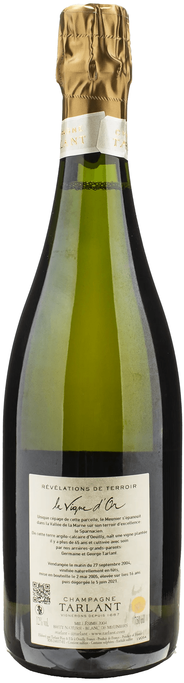 Tarlant Champagne La Vigne d'Or Brut Nature 2004