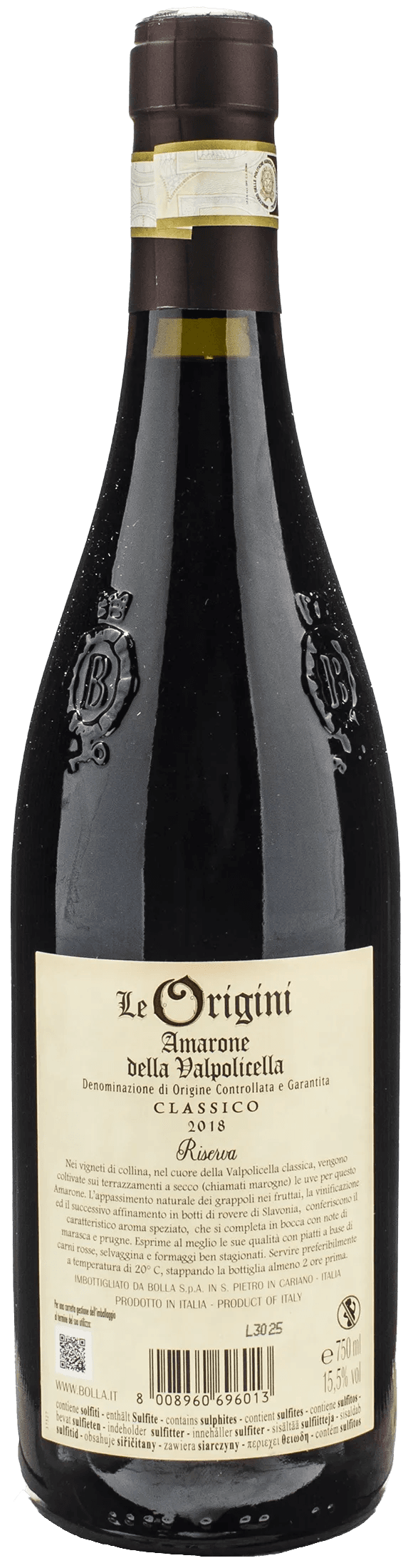 Bolla Amarone della Valpolicella Classico Le Origini Riserva 2018