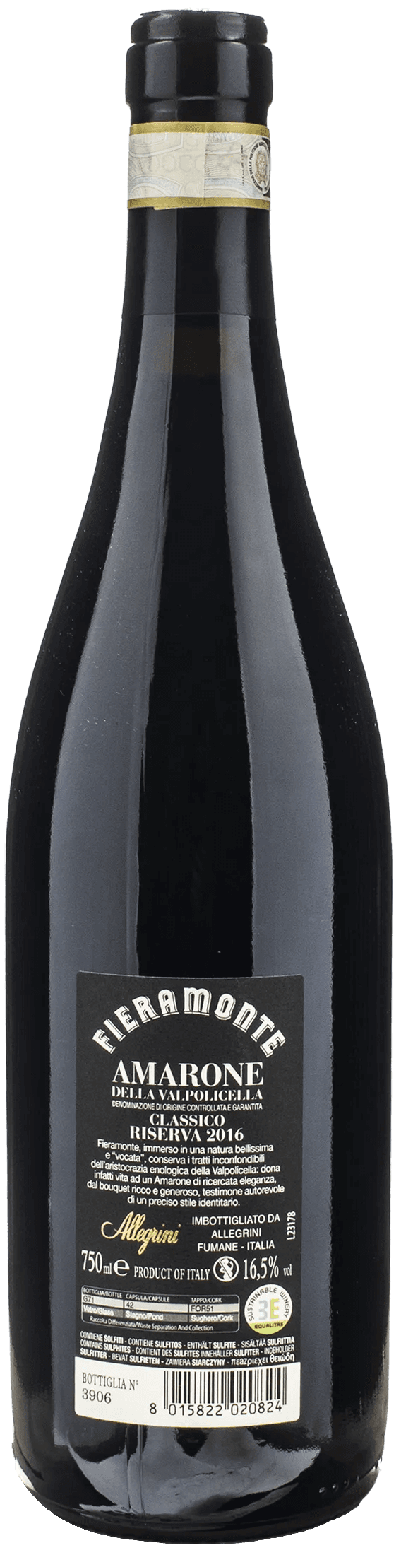 Allegrini Amarone della Valpolicella Classico Fieramonte Riserva 2016