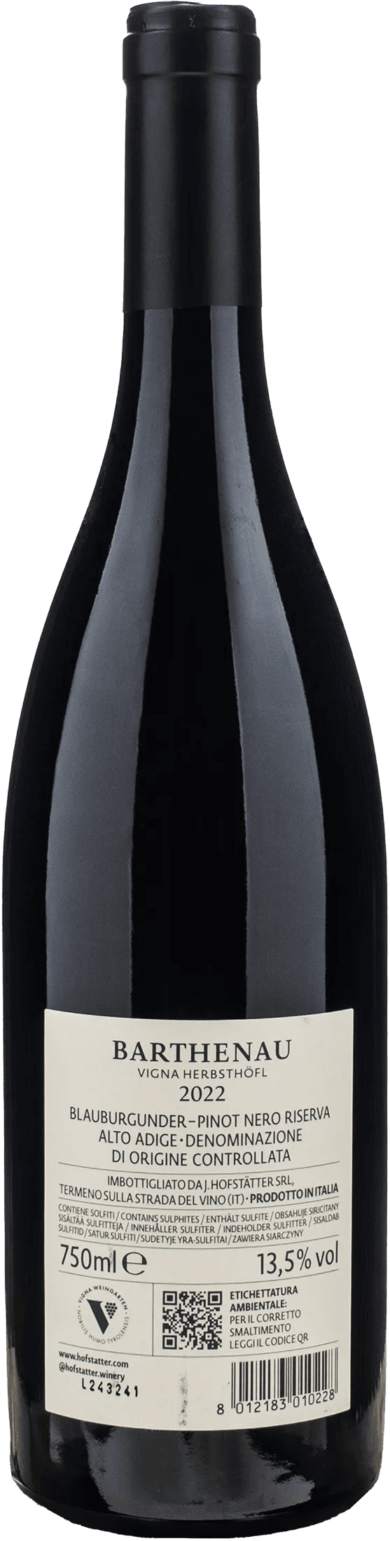 J.Hofstatter Barthenau Vigna Herbsthofl Pinot Nero 2022