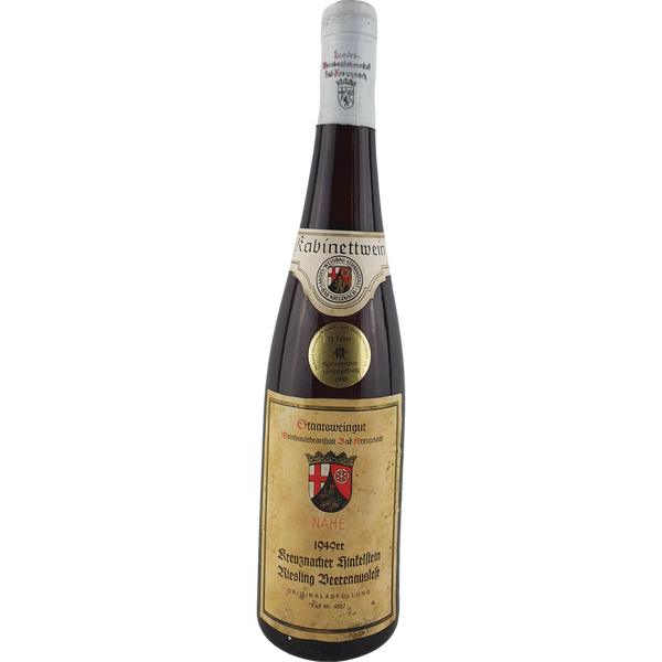 Landes-Weinbau-Lehranstalt Bad Kreuznach (Staatsweingut) - Kreuznacher Hinkelstein Riesling Beerenauslese Versteigerung  1949 - 0,7 l - Bottle Hero