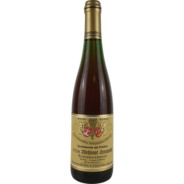 Jos. Christoffel Jr. (Christoffel-Prüm) - Wehlener Sonnenuhr Riesling Trockenbeerenauslese Goldkapsel  1976 - 0,7 l - Bottle Hero