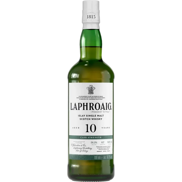 Laphroaig 10 Year Old Cask Strength Single Malt Scotch Whisky - Bottle Hero